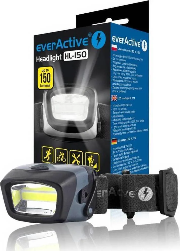 everActive Επαναφορτιζόμενος Φακός Κεφαλής LED IPX4 Μέγιστη Φωτεινότητα 150lm HL-150