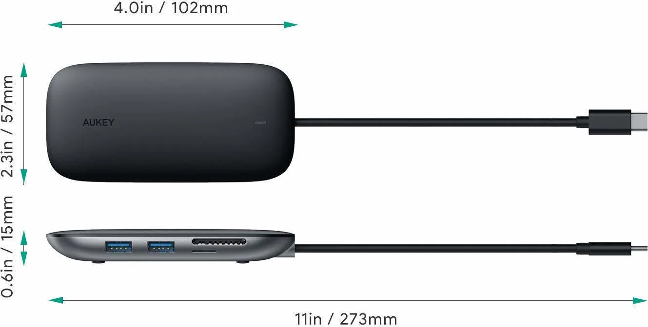 Aukey Unity C71 USB-C Docking Station με HDMI 4K PD Ethernet Μαύρο