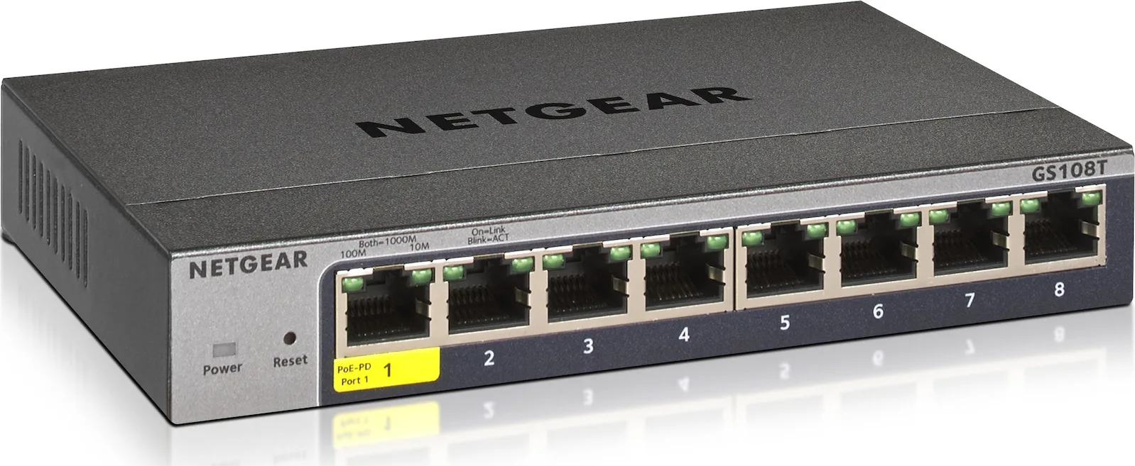 NETGEAR GS108Tv3 Διαχειρίσιμος L2 Gigabit Ethernet (10/100/1000) Γκρι