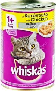 Whiskas Κονσέρβα Υγρή Τροφή για Ενήλικες Γάτες σε Κονσέρβα με Κοτόπουλο 400gr 6142