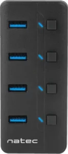 Natec Mantis USB 3.0 Hub 4 Θυρών με σύνδεση USB-A & Θύρα Φόρτισης και Εξωτερική Παροχή Ρεύματος (NHU-1557)