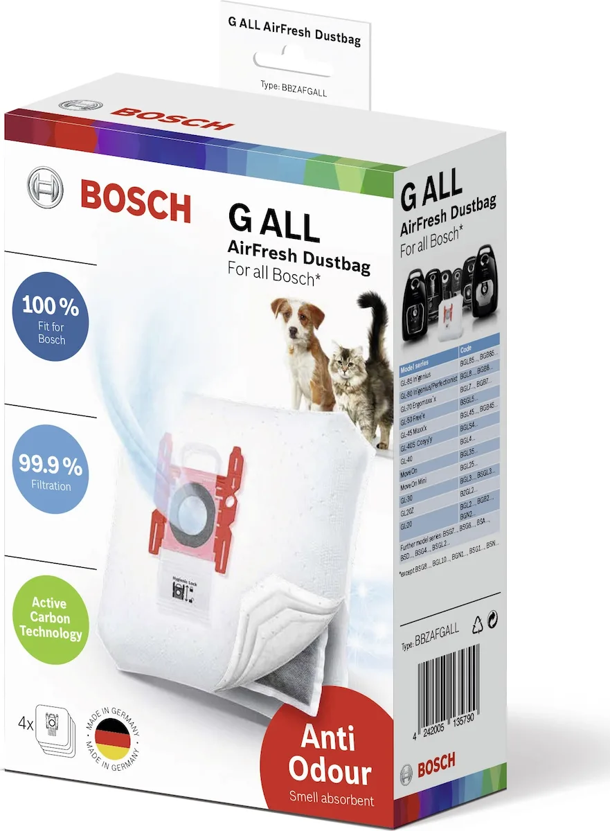 Bosch BBZAFGALL Σακούλες Σκούπας 4τμχ Συμβατές με Σκούπα Bosch