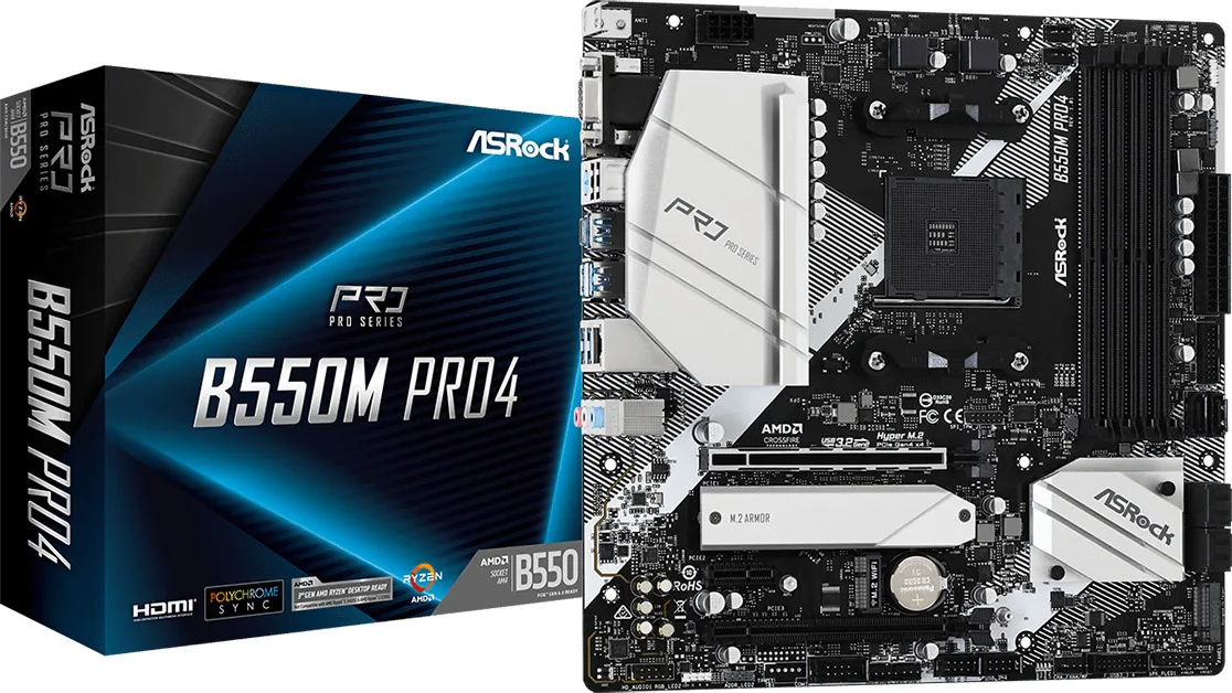 Asrock B550M Pro4 AMD B550 Υποδοχή AM4 micro ATX