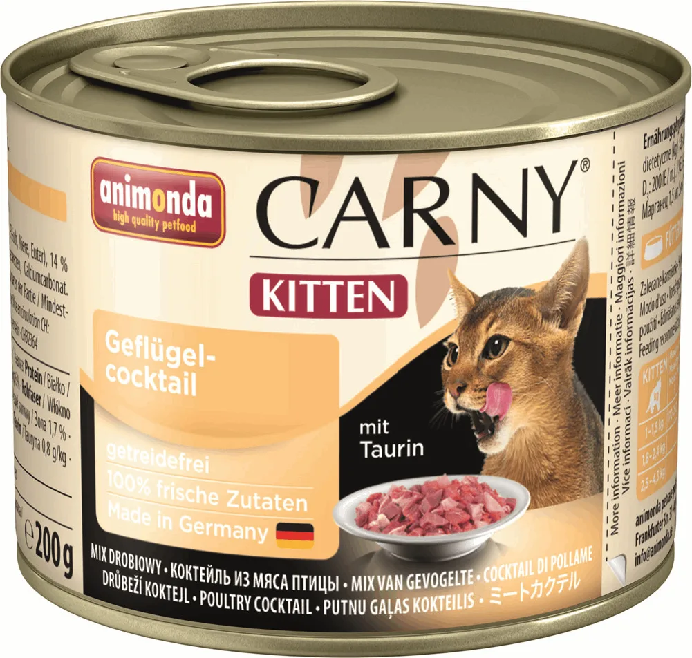 Animonda Carny Kitten Υγρή Τροφή για Ανήλικες Γάτες σε Κονσέρβα με Πουλερικά χωρίς Γλουτένη 200gr