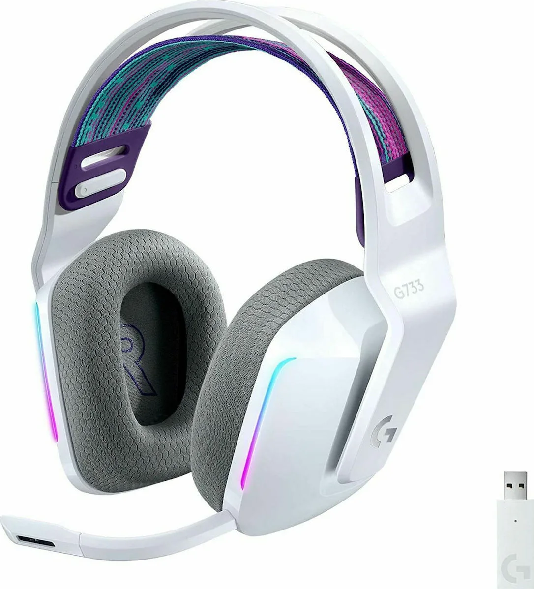 Logitech G733 Lightspeed Ασύρματο Over Ear Gaming Headset, USB Λευκό