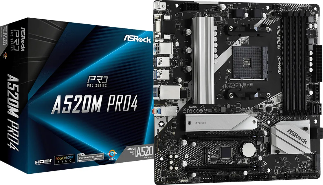 Μητρική Κάρτα Asrock A520M Pro4 Υποδοχή AM4 micro ATX