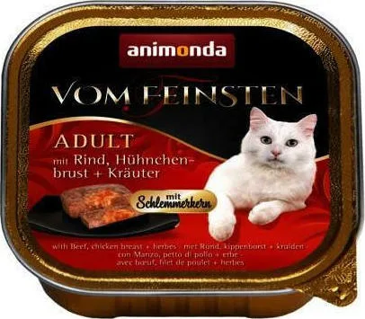 Animonda Vom Feinsten Υγρή Τροφή για Ενήλικες Γάτες σε Ταψάκι με Κοτόπουλο και Μοσχάρι χωρίς Σιτηρά 100gr