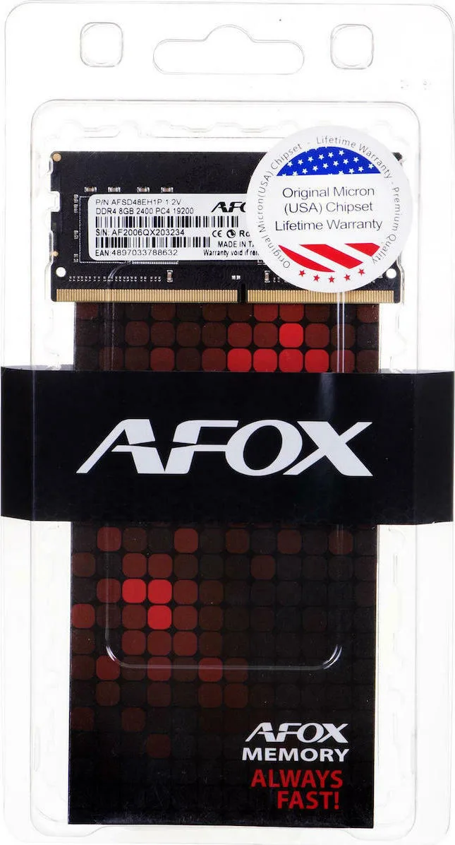 Afox DDR4 RAM 1x8GB 2400 SO-DIMM (AFSD48EH1P)