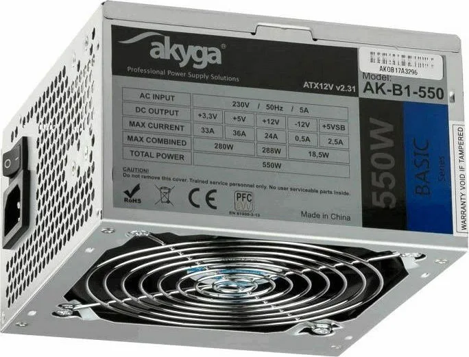 Τροφοδοτικό Υπολογιστή Akyga AK-B1-550 550W 20+4 pin ATX Grey