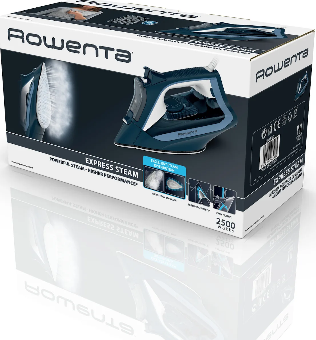 Rowenta DW4308 Ατμοσίδερο Πλάκα Microsteam 300 Laser 2500 W Μπλε, Λευκός (Άσπρος)