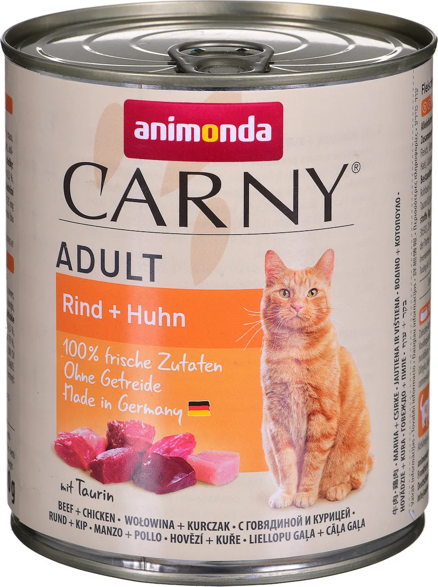 Animonda Carny Adult Υγρή Τροφή για Ενήλικες Γάτες σε Κονσέρβα με Βοδινό και Κοτόπουλο χωρίς Σιτηρά 800gr