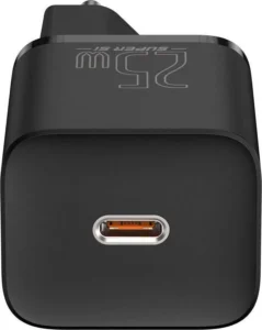 Baseus Φορτιστής με Θύρα USB-C και Καλώδιο USB-C - USB-C 25W Μαύρος (Super Si)