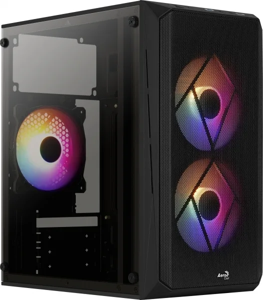 Aerocool CS-107 v2 Mini Tower Κουτί Υπολογιστή με Πλαϊνό Παράθυρο και RGB Φωτισμό Μαύρο