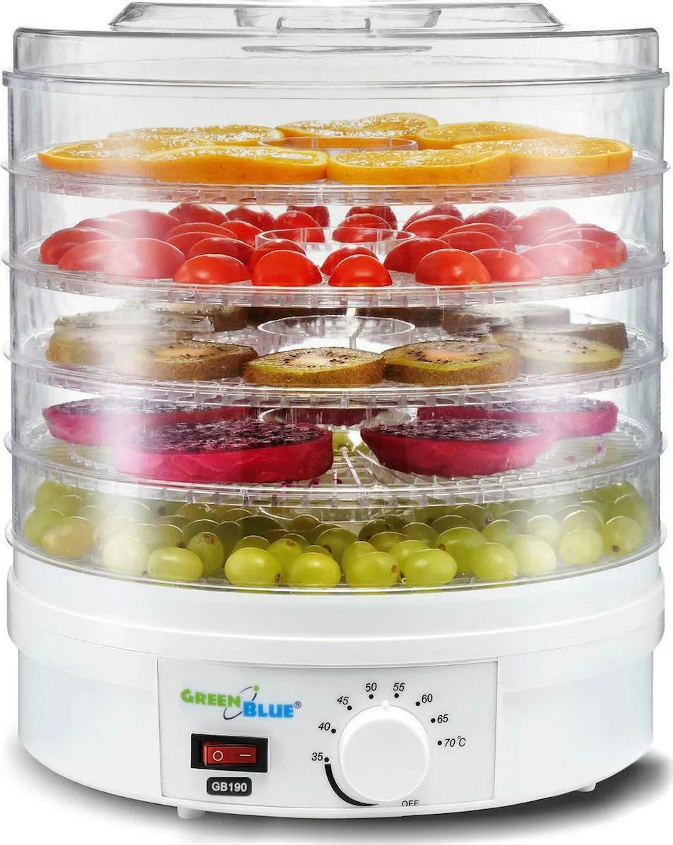 GreenBlue GB190 Αποξηραντής Τροφίμων με 5 Ράφια και Ρυθμιζόμενη Θερμοκρασία 35-70°C