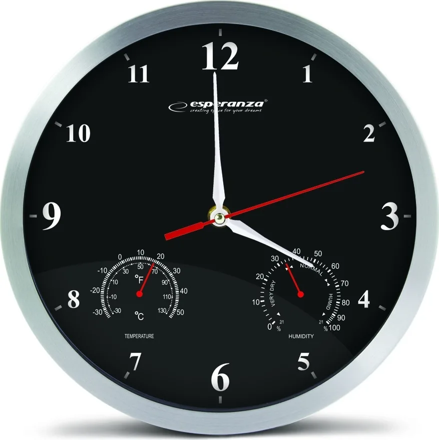 Esperanza EHC008K Washington Black Ρολόι Τοίχου Round Black