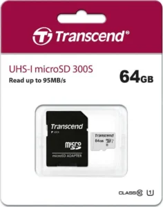 Transcend 300s microSDXC 64GB Class 10 U1 V30 A1 UHS-I με αντάπτορα