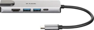 D-Link USB-C Docking Station με HDMI 4K PD Ethernet Ασημί (DUB-M520)