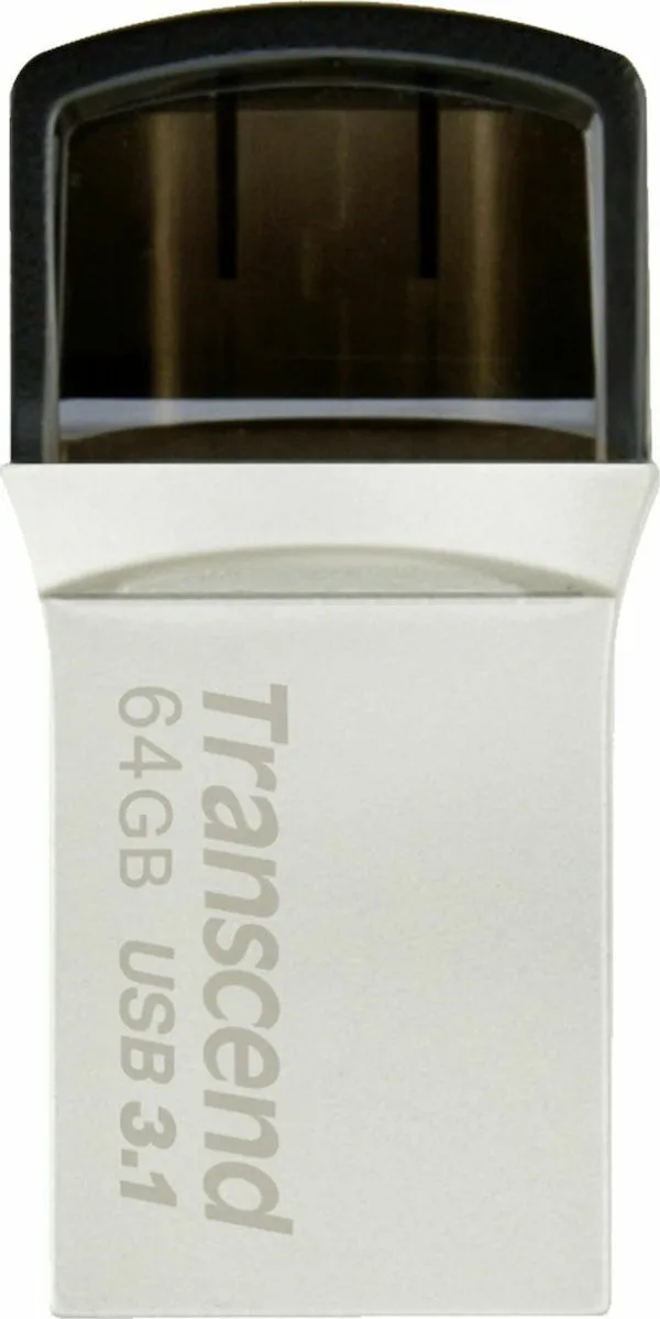 Transcend JetFlash 890 64GB USB 3.1 USB-A & USB-C Μαύρο