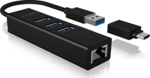 Icy Box USB 3.0 Hub 4 Θυρών με σύνδεση USB-C / USB-A / Ethernet (IB-HUB1419-LAN)