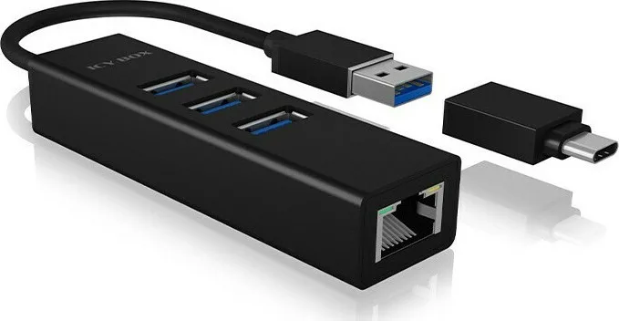 Icy Box USB 3.0 Hub 4 Θυρών με σύνδεση USB-C / USB-A / Ethernet (IB-HUB1419-LAN)