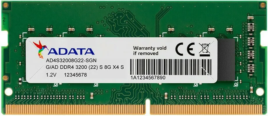Adata Premier 8GB DDR4 RAM με Ταχύτητα 3200 για Laptop (AD4S32008G22-SGN)