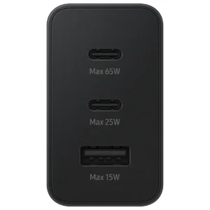 Samsung Φορτιστής Χωρίς Καλώδιο με Θύρα USB-A και 2 Θύρες USB-C 65W Power Delivery Μαύρος (Trio)