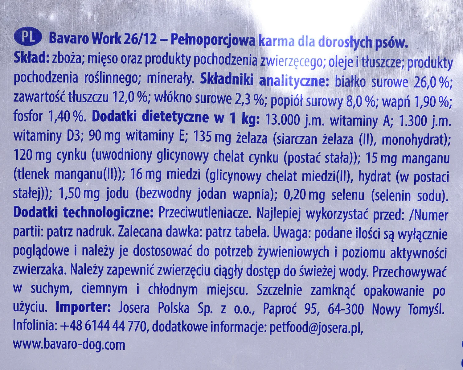 Bavaro Adult Work 26/12 18kg Ξηρά Τροφή χωρίς Γλουτένη για Ενήλικους Σκύλους με Κρέας