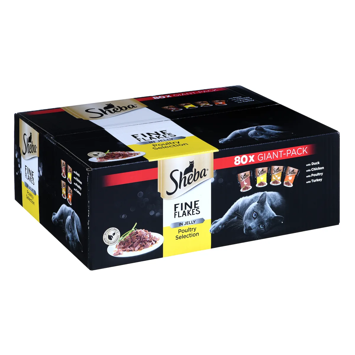 Sheba Fine Flakes Poultry Selection Υγρή Τροφή για Ενήλικες Γάτες σε Φακελάκι με Πουλερικά 80x85gr