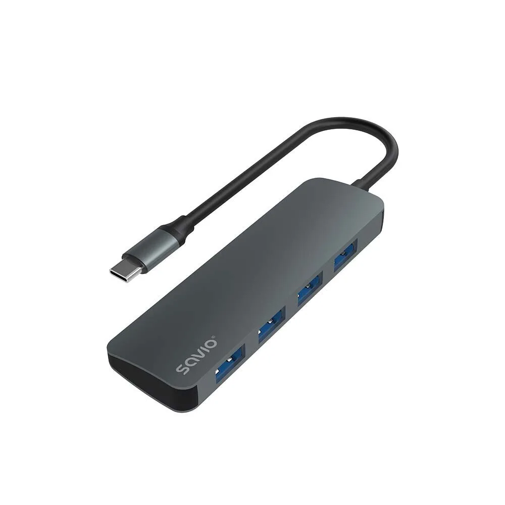 Savio AK-54 USB 3.1 Hub 4 Θυρών με σύνδεση USB-C Γκρι