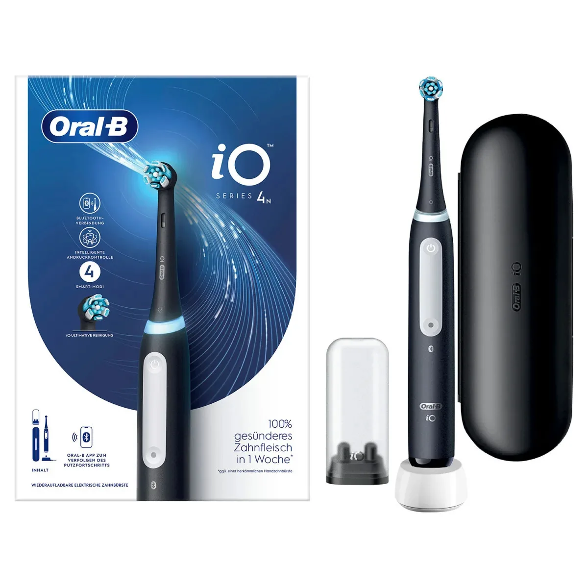Oral-B iO Series 4 Ηλεκτρική Οδοντόβουρτσα με Χρονομετρητή, Αισθητήρα Πίεσης και Θήκη Ταξιδίου Matt Black