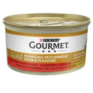 Purina Gourmet Gold Υγρή Τροφή για Ενήλικες Γάτες σε Κονσέρβα με Βοδινό και Κοτόπουλο 85gr