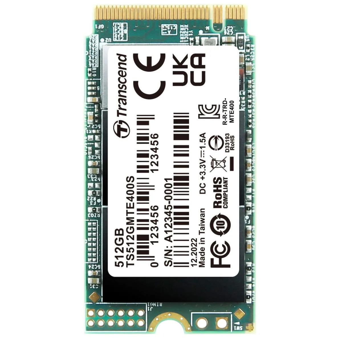 Transcend SSD 512GB M.2 NVMe PCI Express 3.0 TS512GMTE400S
