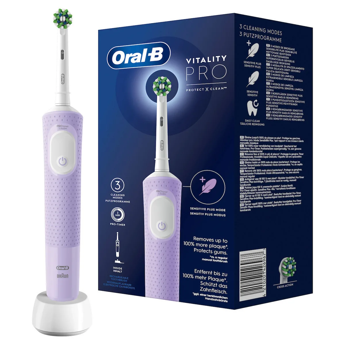 Oral-B Vitality Pro Protect X Clean Ηλεκτρική Οδοντόβουρτσα με Χρονομετρητή Lilac Violet