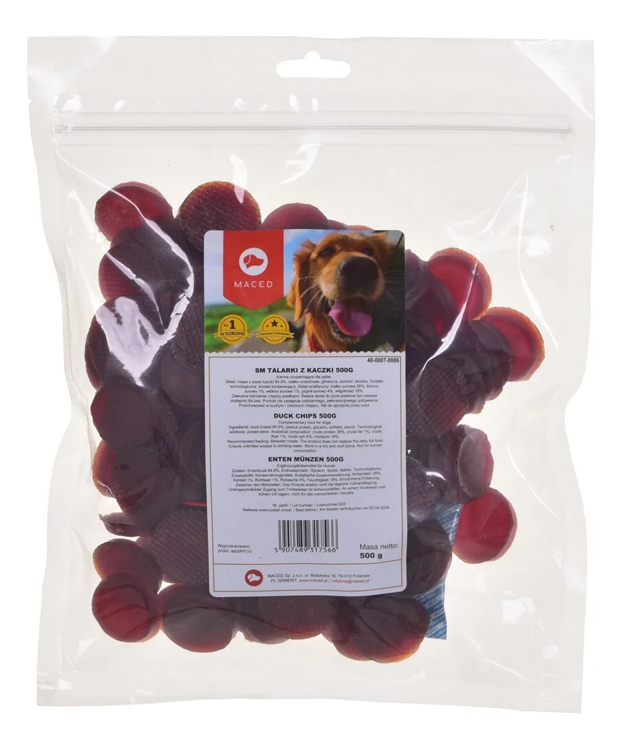 Maced Duck Chips Λιχουδιές Σκύλου με Πάπια 500gr