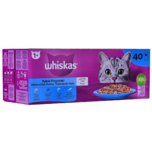 Whiskas Fish Favourites Υγρή Τροφή για Γάτες σε Φακελάκι με Μπακαλιάρο, Σολομό, Τόνο και Ψάρια 40x85gr