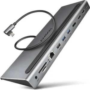 Axagon USB-C Docking Station με HDMI/DisplayPort 4K PD Ethernet και σύνδεση 3 Οθονών Γκρι (HMC-4KX3)