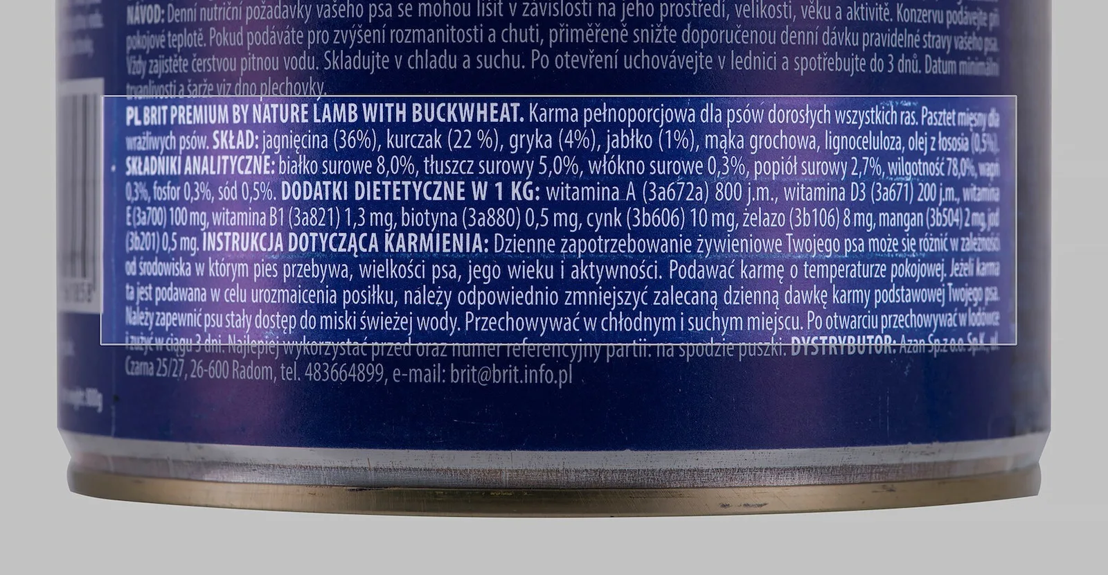 Brit Premium by Nature Υγρή Τροφή Σκύλων σε Κονσέρβα με Αρνί χωρίς Γλουτένη 800gr