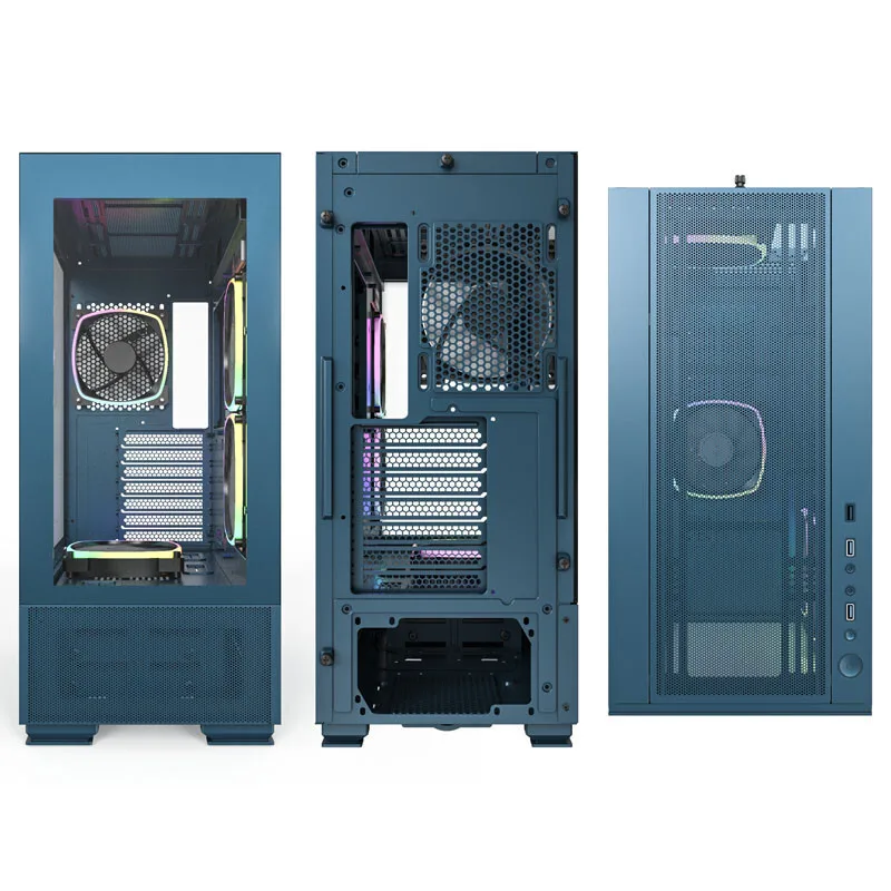 Montech Sky Two Gaming Midi Tower Κουτί Υπολογιστή με Πλαϊνό Παράθυρο και RGB Φωτισμό Μπλε SKYTWOM