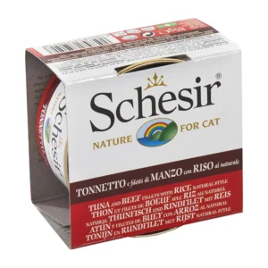 Schesir Nature for Cat Υγρή Τροφή για Ενήλικες Γάτες σε Κονσέρβα με Μοσχάρι, Ρύζι και Τόνο χωρίς Γλουτένη 85gr 55061097