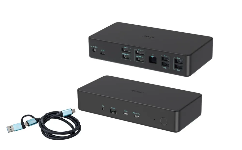 i-tec USB-C Docking Station με HDMI/DisplayPort 4K PD Ethernet και σύνδεση 2 Οθονών Μαύρο (CADUAL4KDOCKPD2)