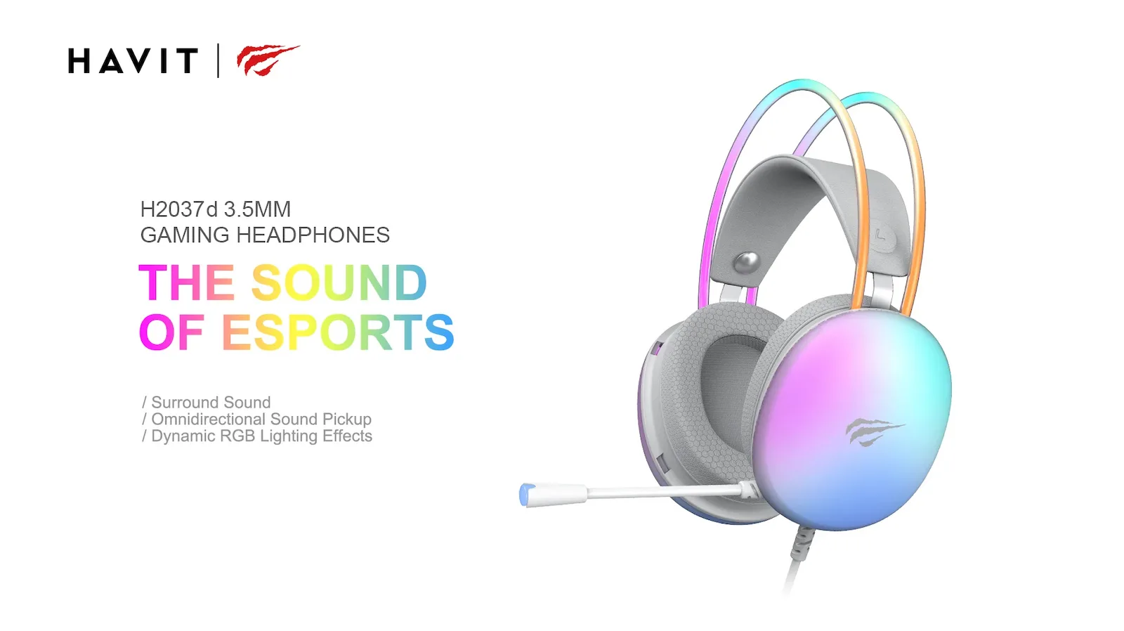 Havit H2037d Over Ear Gaming Headset με σύνδεση 2x3.5mm / USB Λευκό