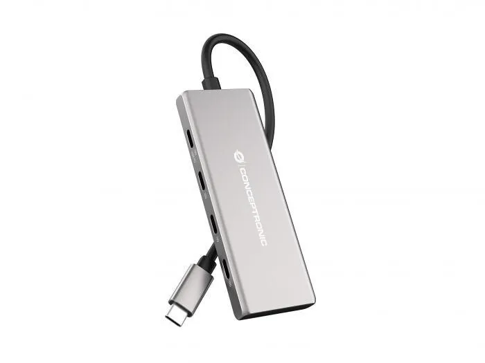 Conceptronic USB 3.2 Hub 7 Θυρών με σύνδεση USB-C & Θύρα Φόρτισης Ασημί