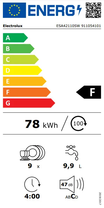 Electrolux Ελεύθερο Πλυντήριο Πιάτων για 9 Σερβίτσια Π45xY85εκ. Λευκό ESA42110SW