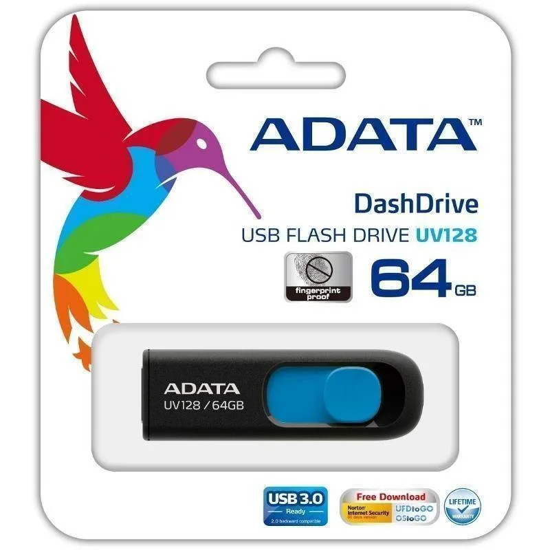 Adata Dashdrive Uv128 64GB USB 2.0 Stick Μαύρο
