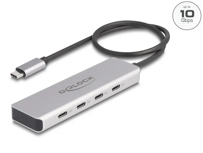 DeLock USB 3.0 Hub 4 Θυρών με σύνδεση USB-C Γκρι (64231)
