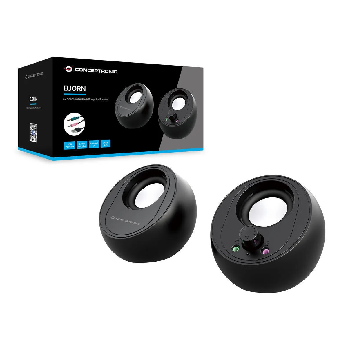 Conceptronic BJORN01B Ηχεία Υπολογιστή 2.0 με Bluetooth και Ισχύ 10W σε Μαύρο Χρώμα