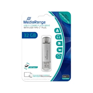 MediaRange 32GB USB 3.0 Stick με σύνδεση USB-A & USB-C Γκρι