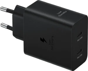 Samsung Φορτιστής με 2 Θύρες USB-C και Καλώδιο USB-C - USB-C 50W Power Delivery Μαύρος (EP-T5020X)