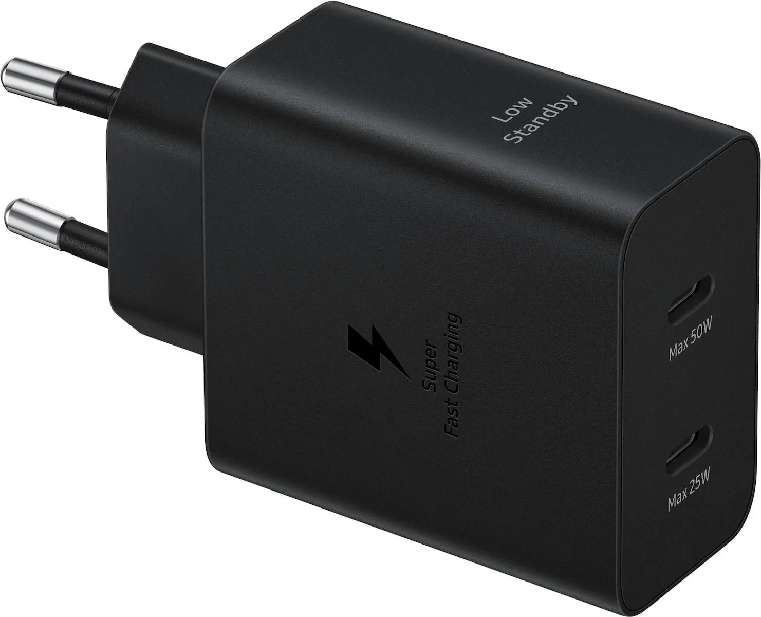 Samsung Φορτιστής με 2 Θύρες USB-C και Καλώδιο USB-C - USB-C 50W Power Delivery Μαύρος (EP-T5020X)