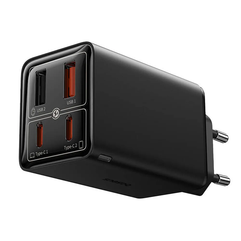 Baseus Φορτιστής Χωρίς Καλώδιο GaN με 2 Θύρες USB-A και 2 Θύρες USB-C 65W Μαύρος (GAN6 Pro)